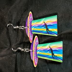 Hippy sun Alien abduction earrings Sci fi